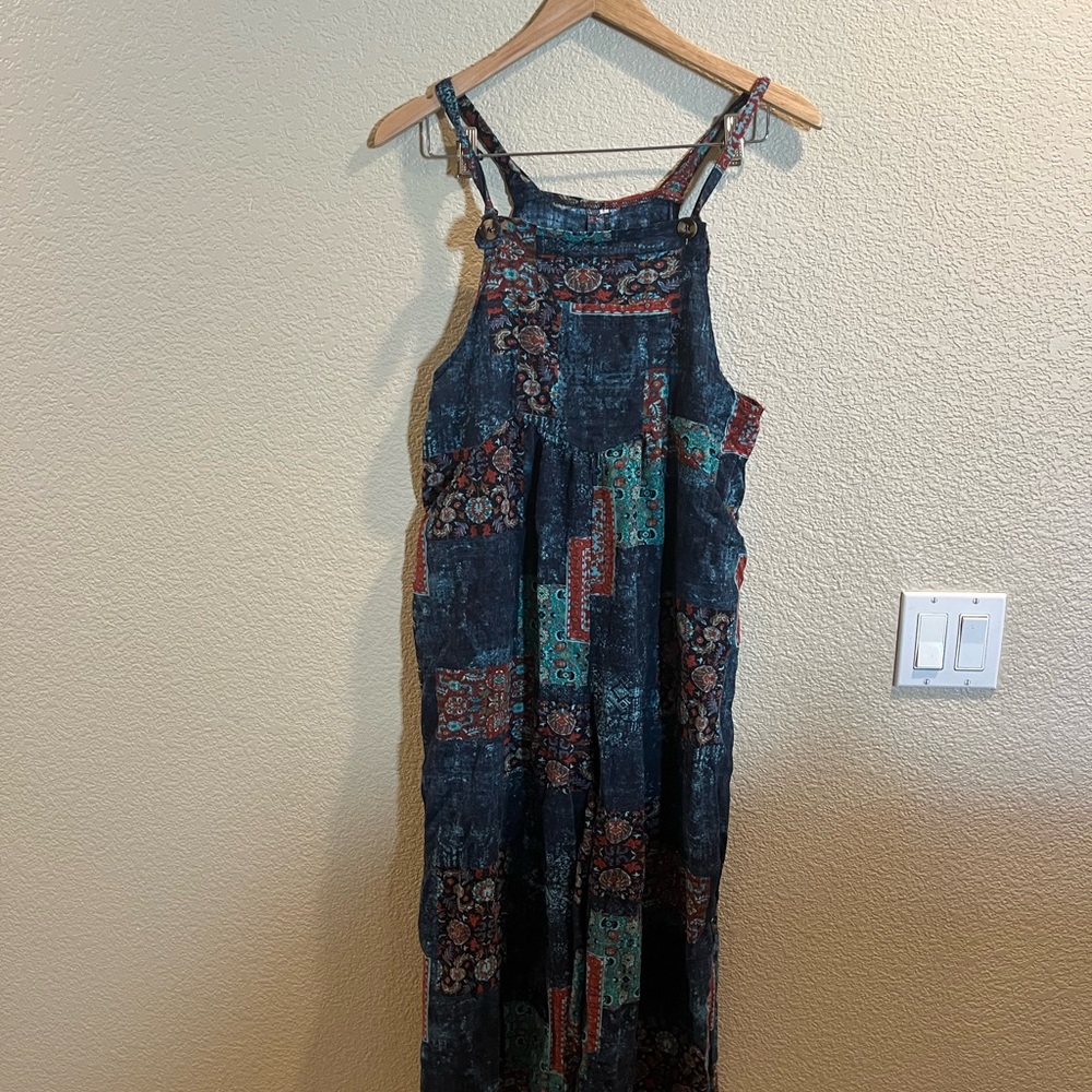 Bohemian Patchwork Denim Jumpsuit